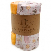 olliboo - bamboo muslin wrap 3 pack, musk pink